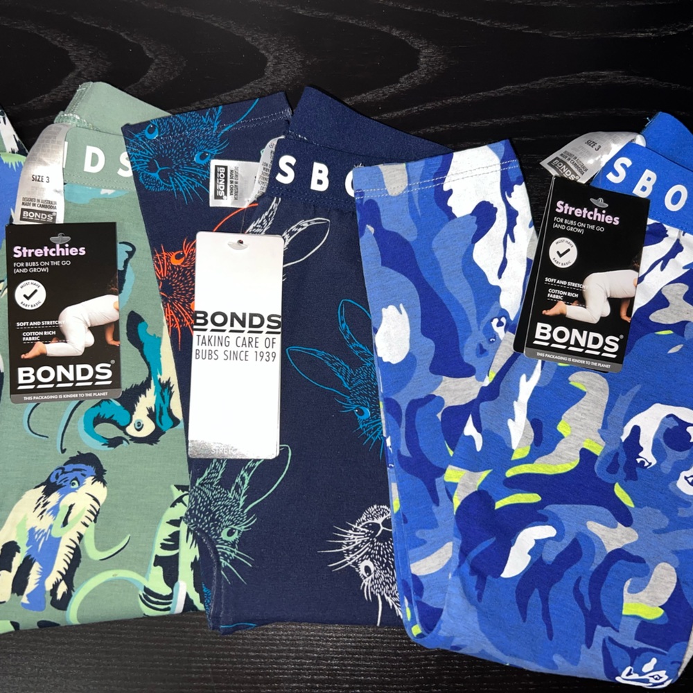 Bonds Kids Leggings - Green, Navy, Blue